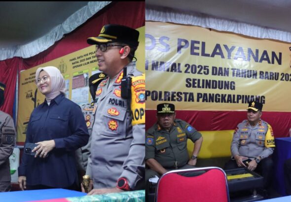 Walikota Pangkalpinang, Prof. udin bersama Gubernur Babel beserta Forkopimda saat mengunjungi Pos pelayanan (Nataru) Natal 2025 dan Tahun baru 2026. Rabu (24/12/2026).