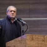 Presiden Iran, Masoud Pezeshkian saat penyampaian resminya atas sikap Iran. minggu (18/1/2026)