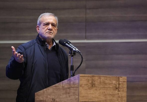 Presiden Iran, Masoud Pezeshkian saat penyampaian resminya atas sikap Iran. minggu (18/1/2026)